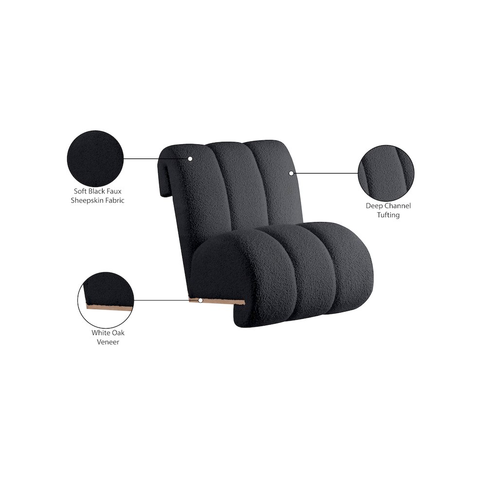 Swoon Black Faux Sheepskin Accent Chair. Picture 8