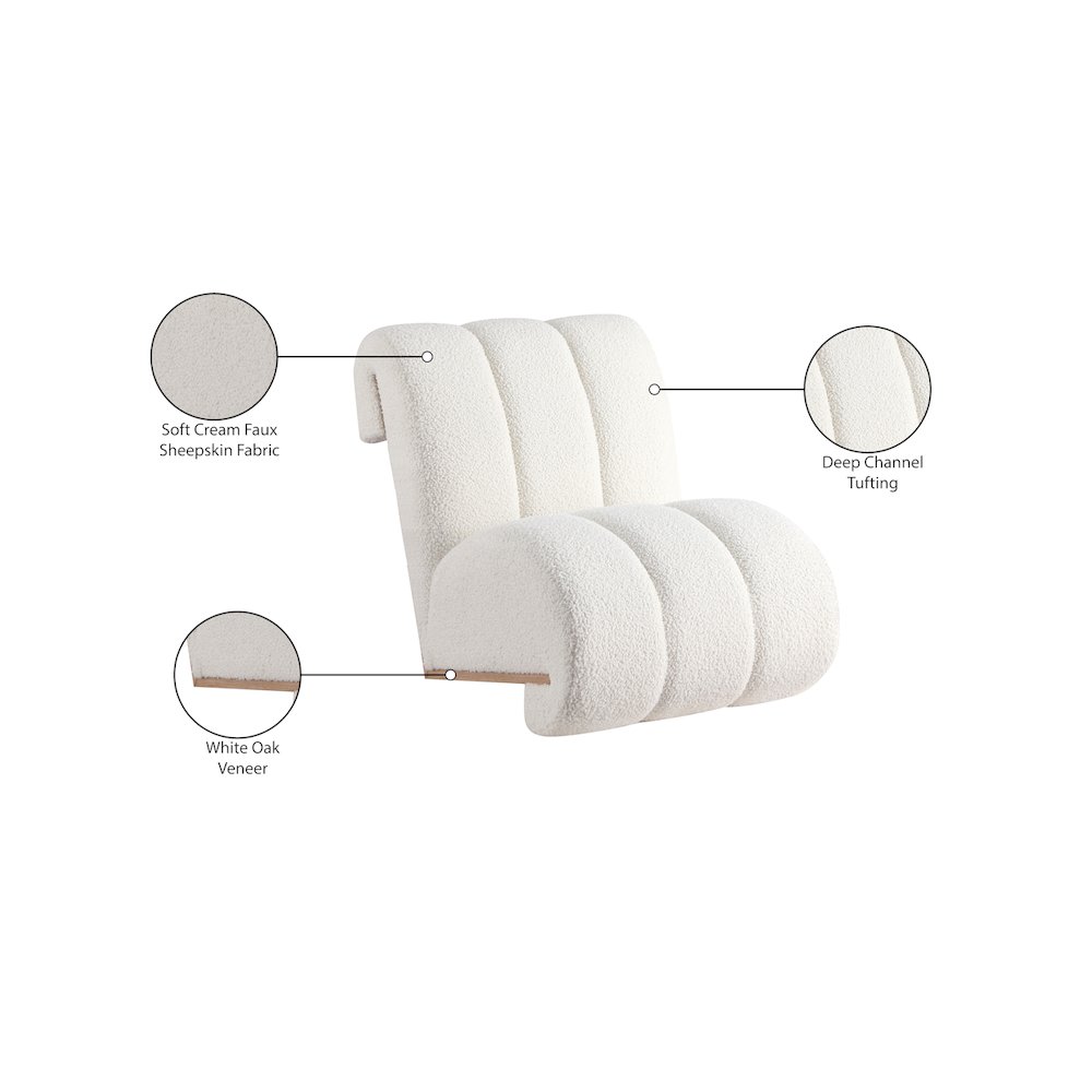 Swoon Cream Faux Sheepskin Accent Chair. Picture 8