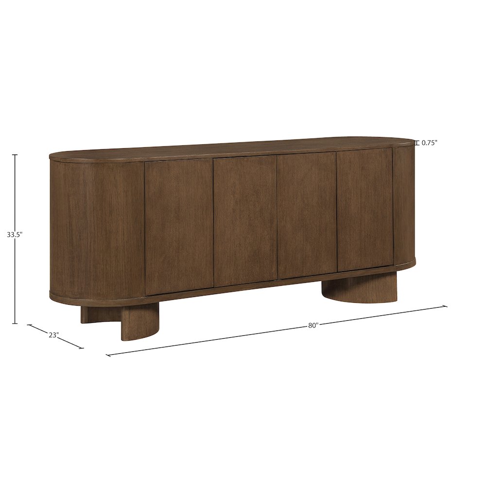 Caldra Brown Oak Veneer And Solid Wood Sideboard/Buffet. Picture 11