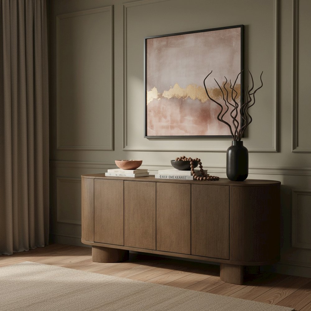 Caldra Brown Oak Veneer And Solid Wood Sideboard/Buffet. Picture 2
