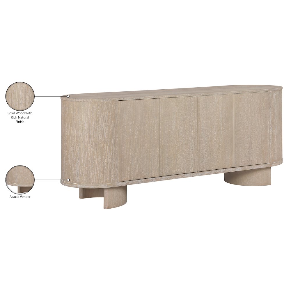 Caldra Natural Oak Veneer And Solid Wood Sideboard/Buffet. Picture 12
