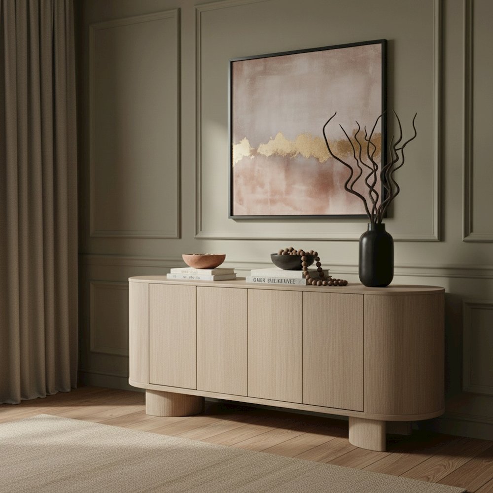 Caldra Natural Oak Veneer And Solid Wood Sideboard/Buffet. Picture 2