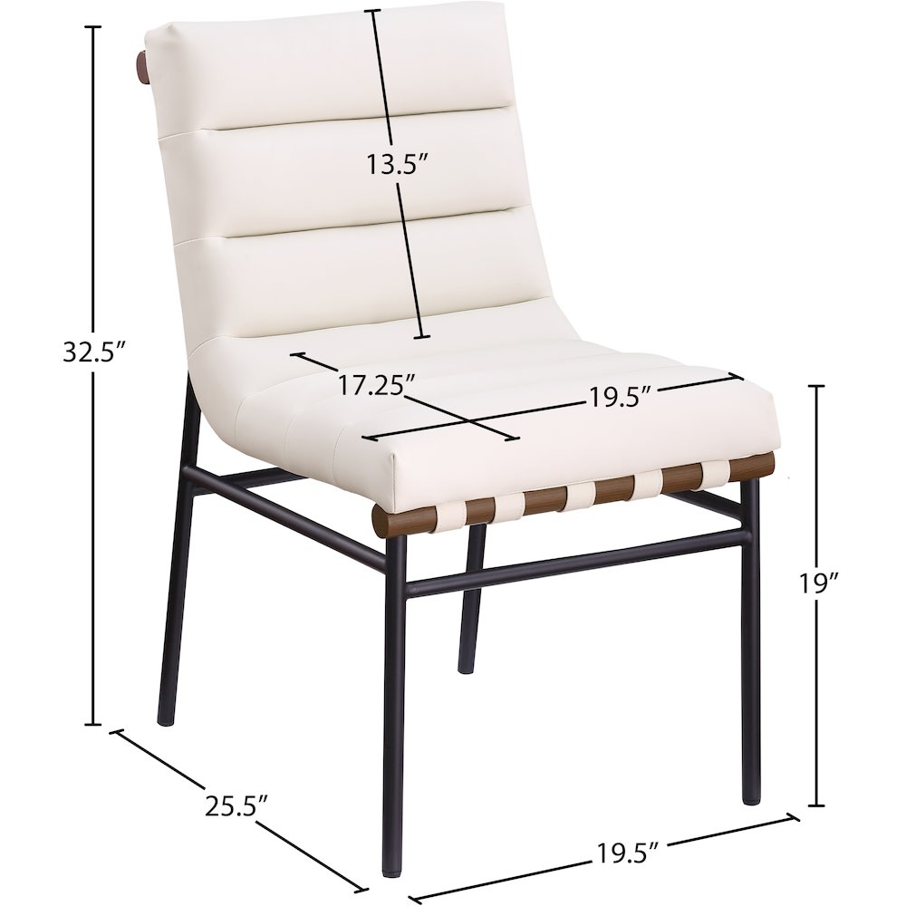 Burke Cream Vegan Leather Dining Chair, Set of 2. Picture 7