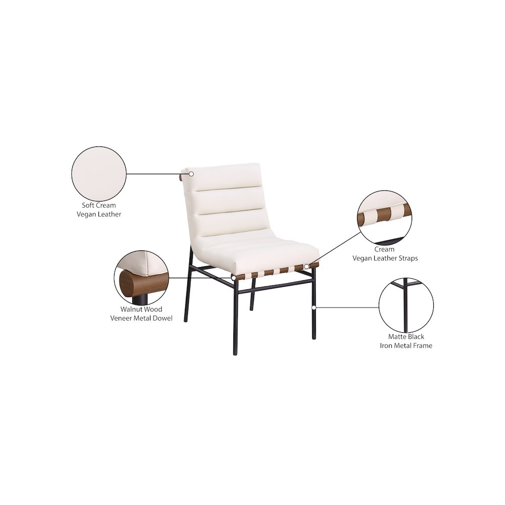 Burke Cream Vegan Leather Dining Chair, Set of 2. Picture 8