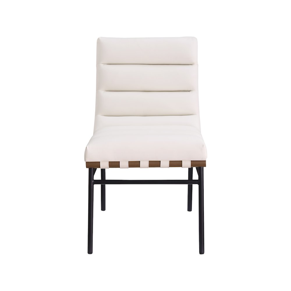 Burke Cream Vegan Leather Dining Chair, Set of 2. Picture 2
