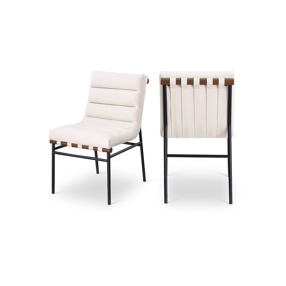 Burke Cream Vegan Leather Dining Chair, Set of 2. Picture 1