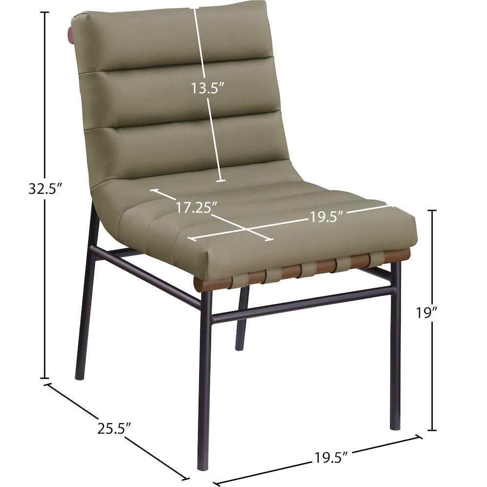 Burke Olive Vegan Leather Dining Chair, Set of 2. Picture 7