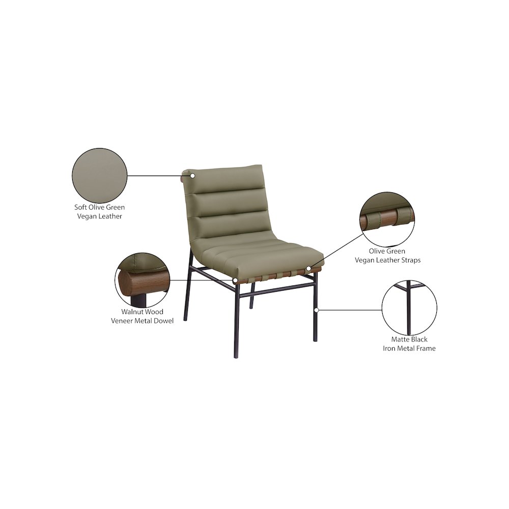 Burke Olive Vegan Leather Dining Chair, Set of 2. Picture 8