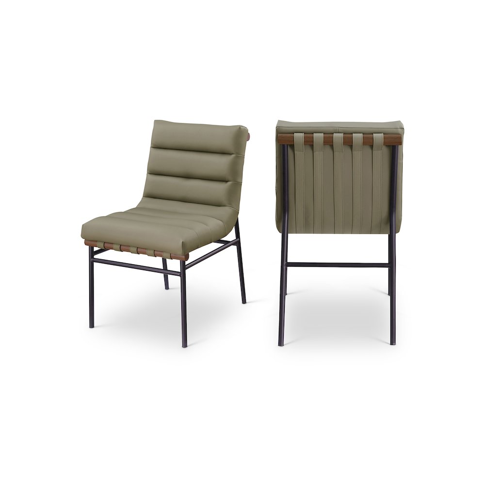 Burke Olive Vegan Leather Dining Chair, Set of 2. Picture 1