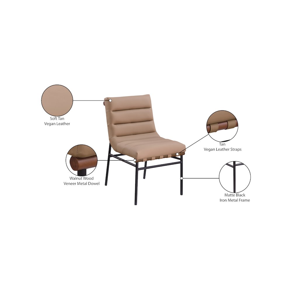Burke Tan Vegan Leather Dining Chair, Set of 2. Picture 8