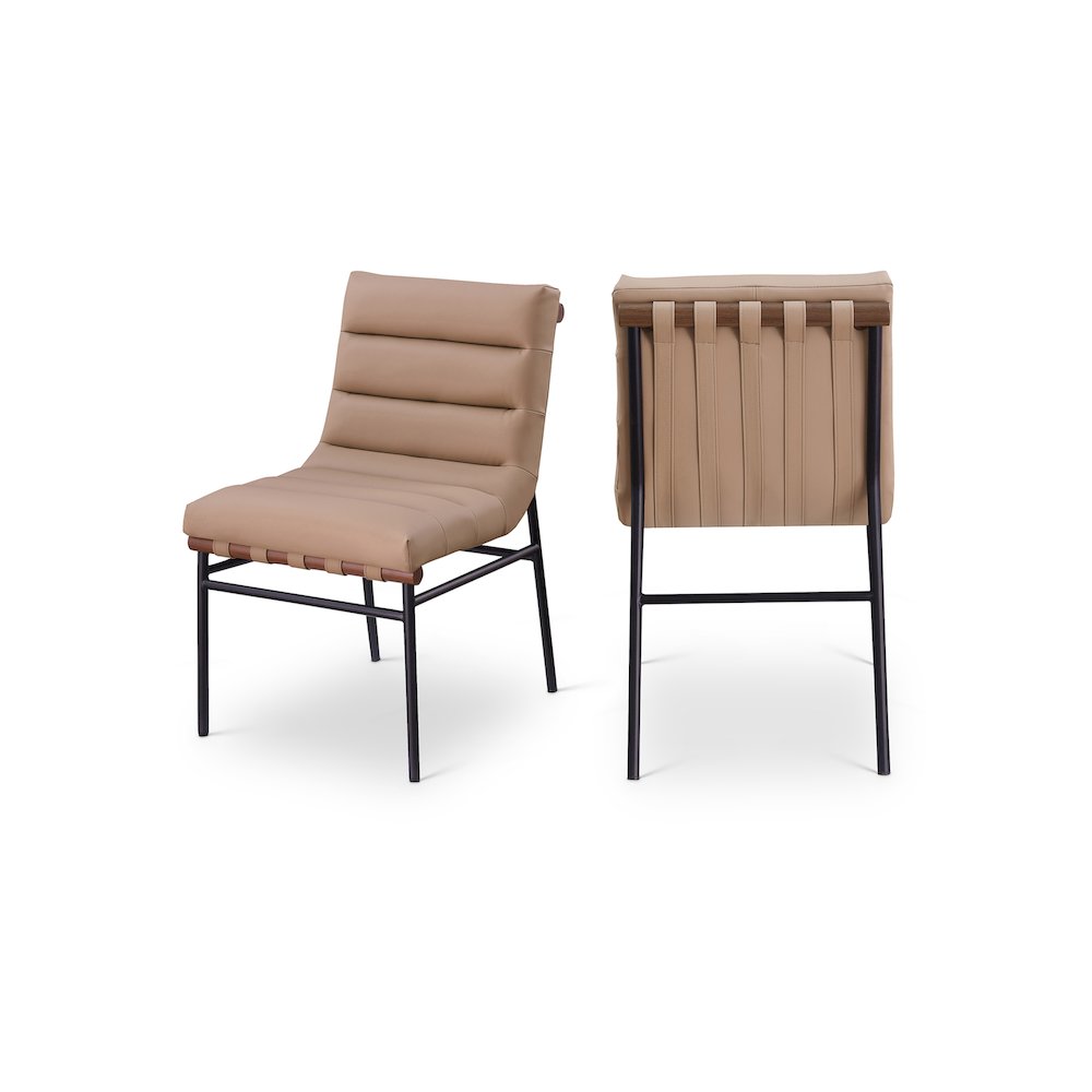 Burke Tan Vegan Leather Dining Chair, Set of 2. Picture 1
