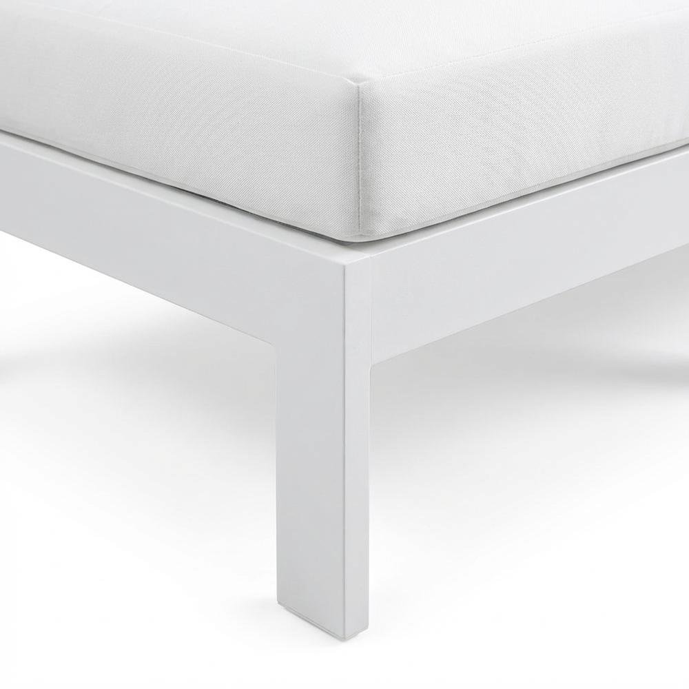 White Fabric Outdoor Patio Modular Sofa, Contemporary Style, Cushioned Seat. Picture 6