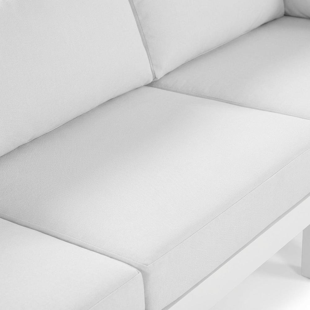 White Fabric Outdoor Patio Modular Sectional, Contemporary Style Relaxing Lounge. Picture 5