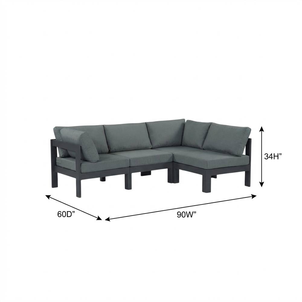 Gray Fabric Outdoor Patio Modular Sectional, Contemporary Style, Comfortable. Picture 7