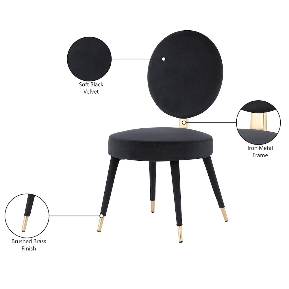 Brandy Black Velvet Dining Chair, Set of 2. Picture 6