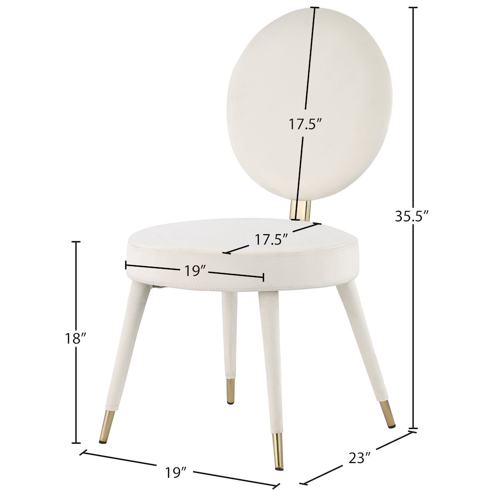 Brandy Cream Velvet Dining Chair, Set of 2. Picture 5