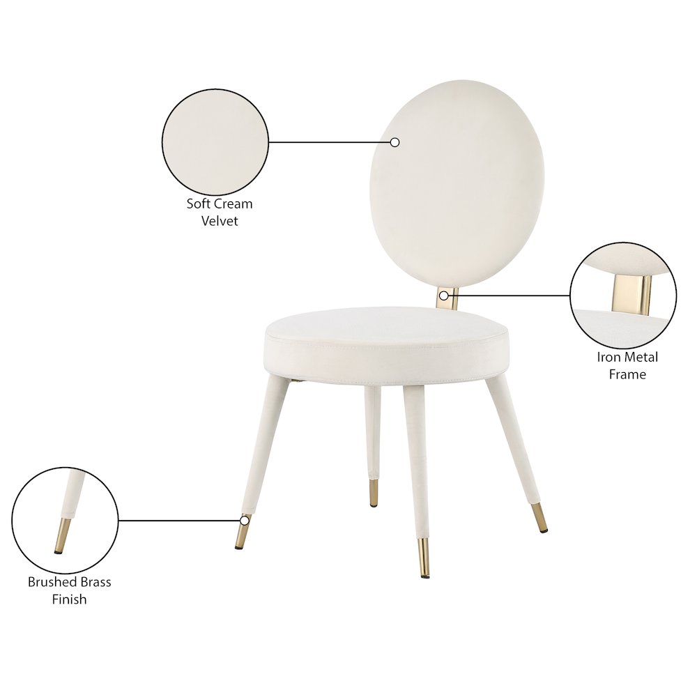 Brandy Cream Velvet Dining Chair, Set of 2. Picture 6