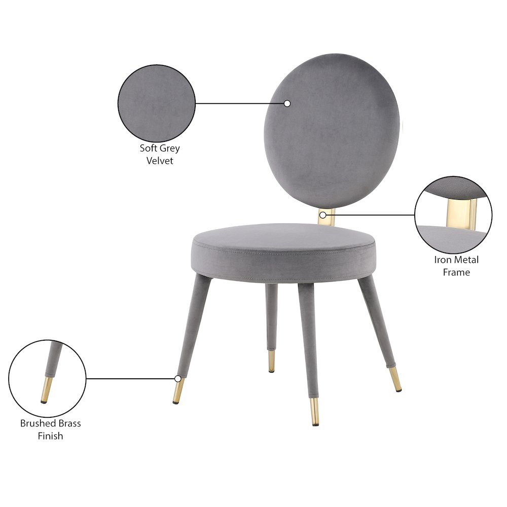 Brandy Grey Velvet Dining Chair, Set of 2. Picture 6
