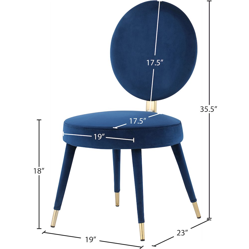 Brandy Navy Velvet Dining Chair, Set of 2. Picture 5