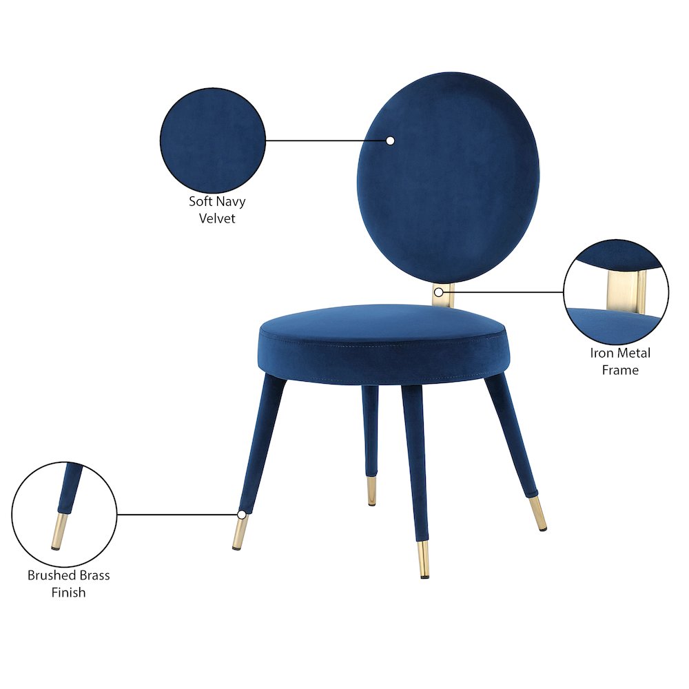 Brandy Navy Velvet Dining Chair, Set of 2. Picture 6