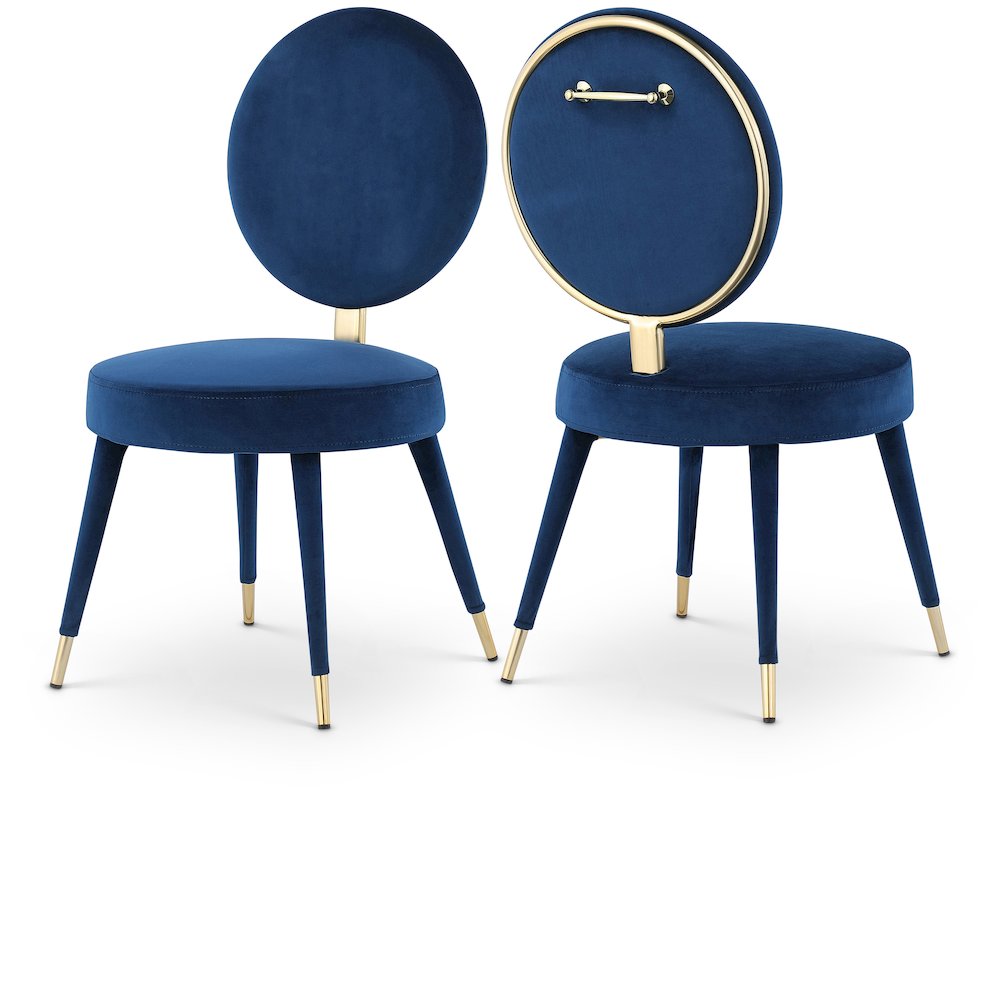 Brandy Navy Velvet Dining Chair, Set of 2. Picture 1