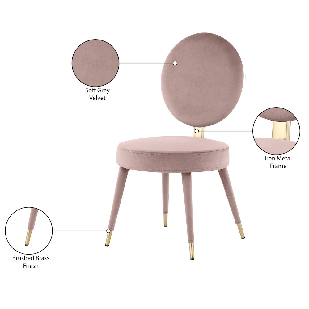 Brandy Pink Velvet Dining Chair, Set of 2. Picture 6