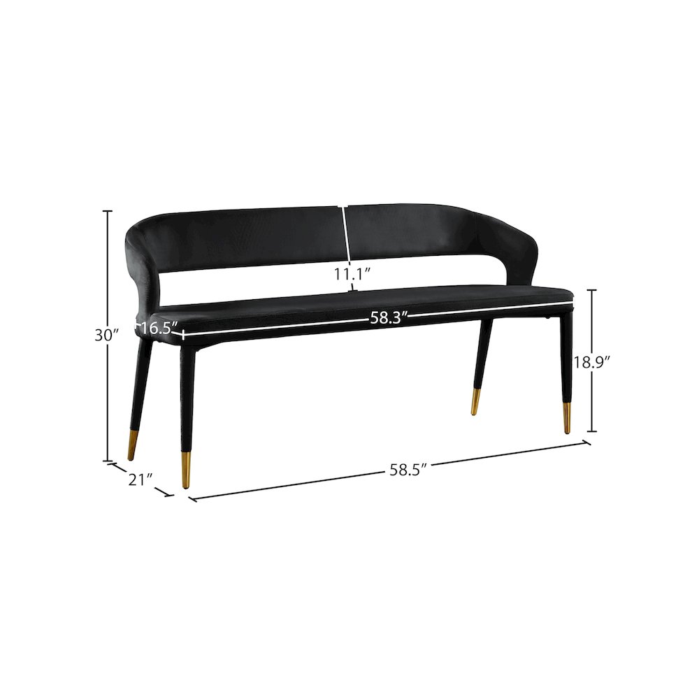 Destiny Black Velvet Bench. Picture 6