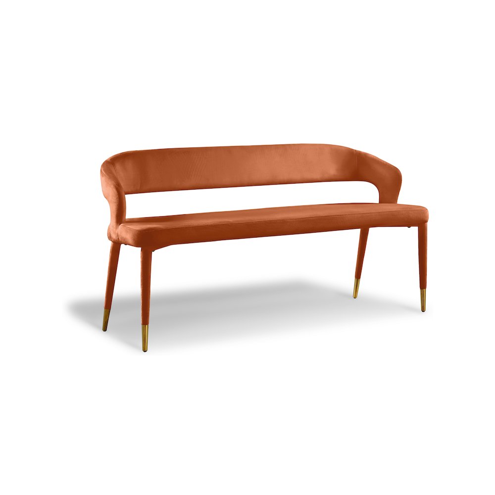 Destiny Cognac Velvet Bench. Picture 1