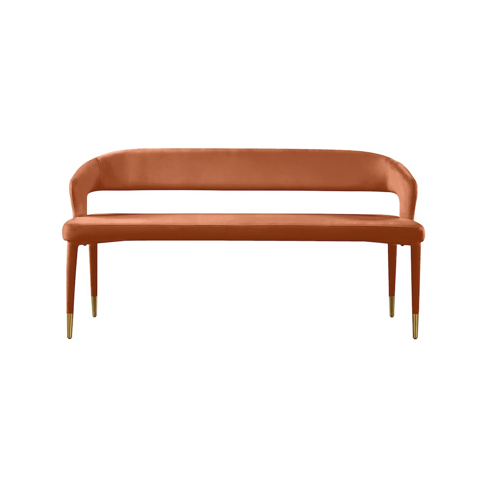 Destiny Cognac Velvet Bench. Picture 3