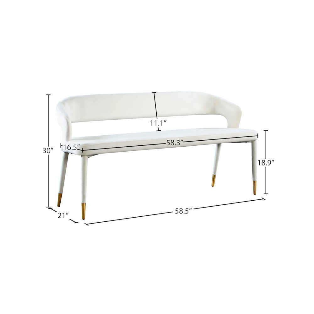 Destiny Cream Velvet Bench. Picture 6