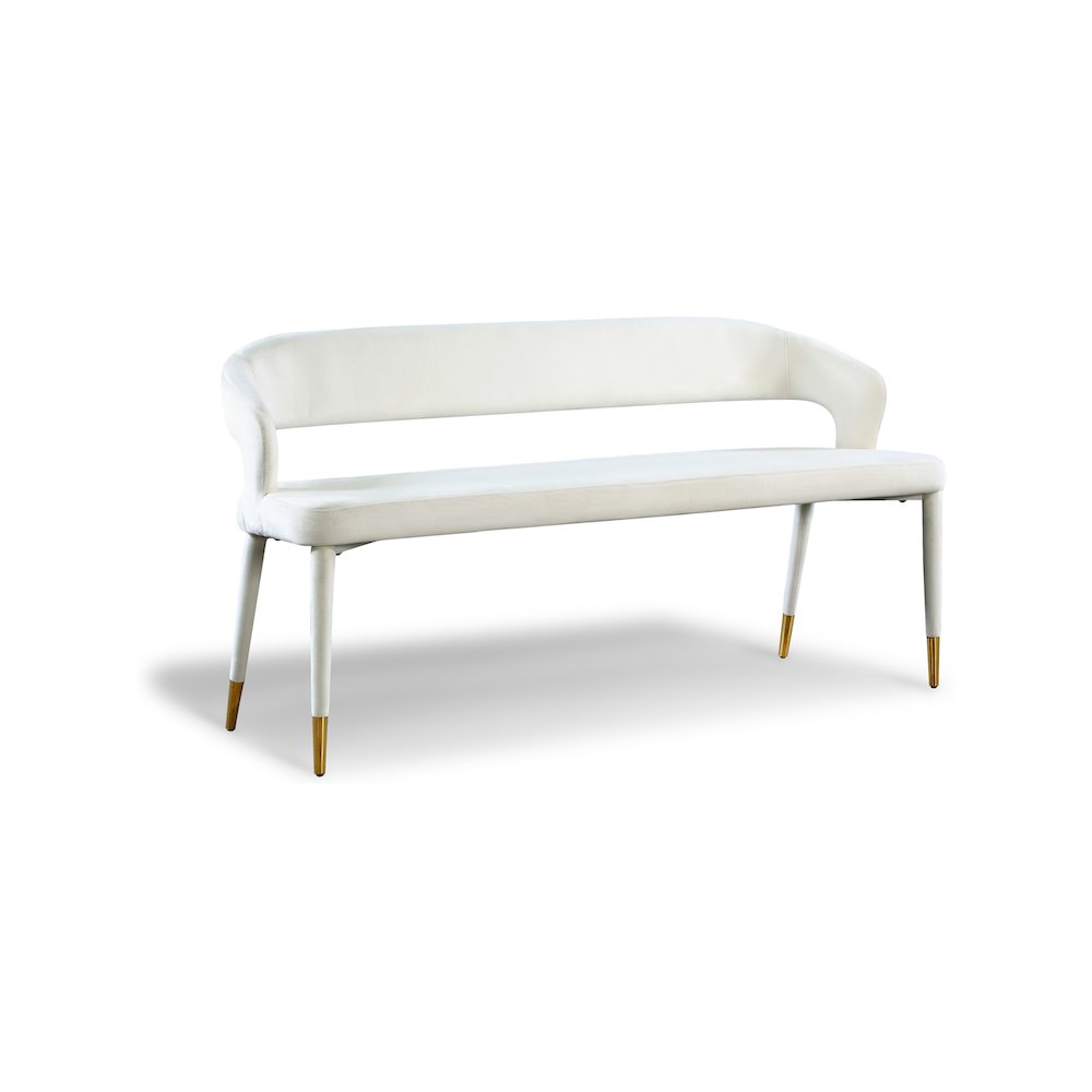 Destiny Cream Velvet Bench. Picture 1