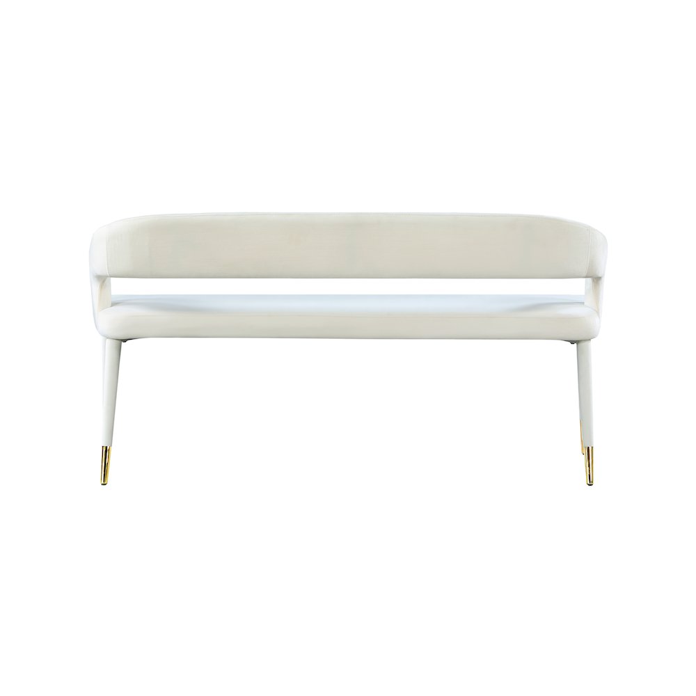 Destiny Cream Velvet Bench. Picture 2