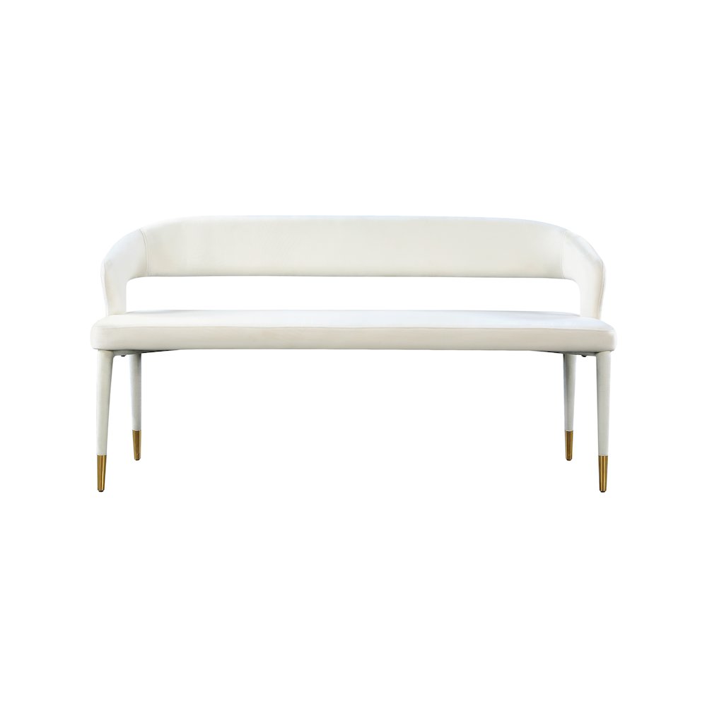 Destiny Cream Velvet Bench. Picture 3