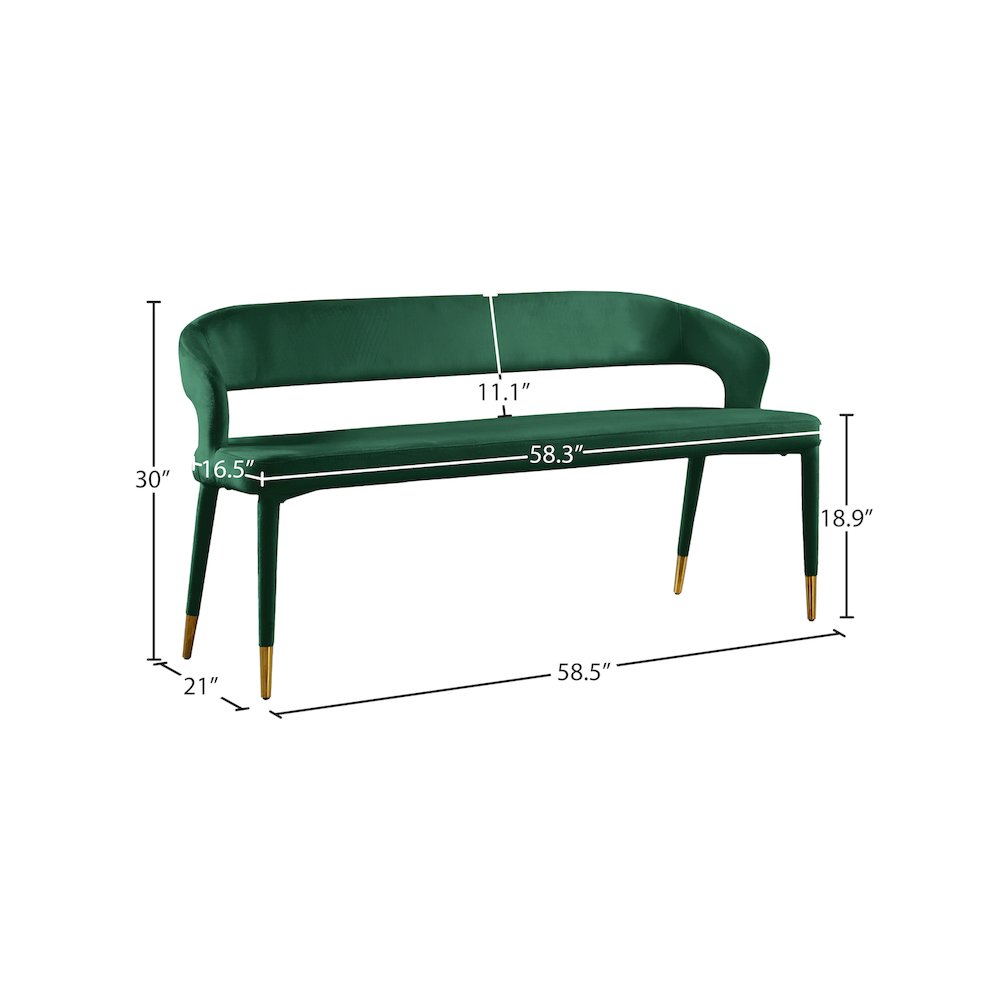 Destiny Green Velvet Bench. Picture 6