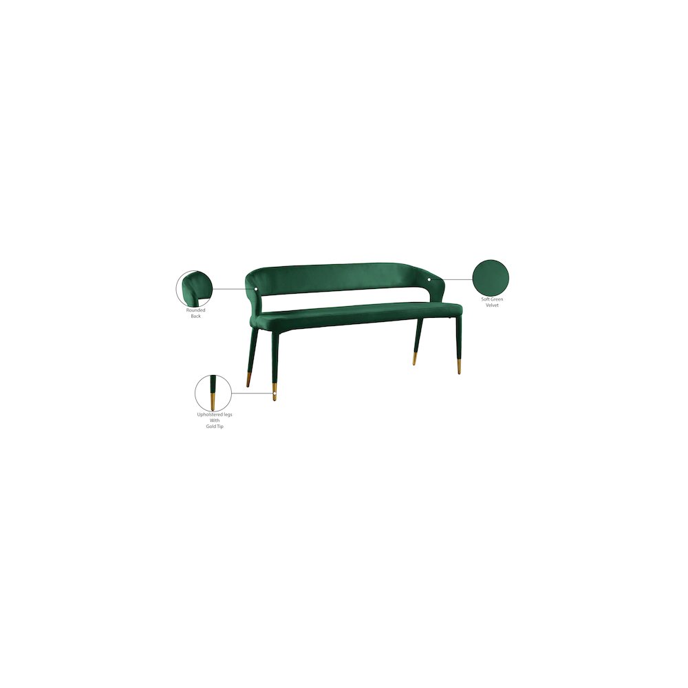 Destiny Green Velvet Bench. Picture 7