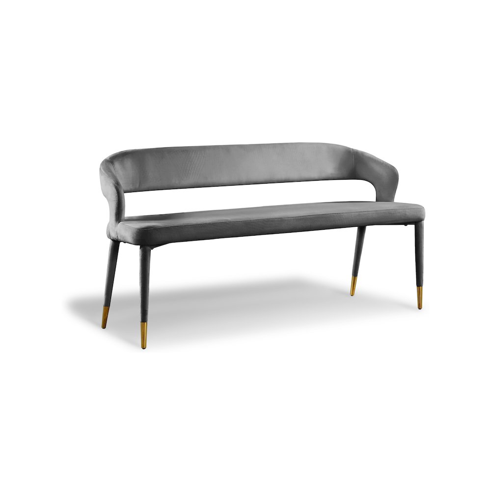 Destiny Grey Velvet Bench. Picture 1