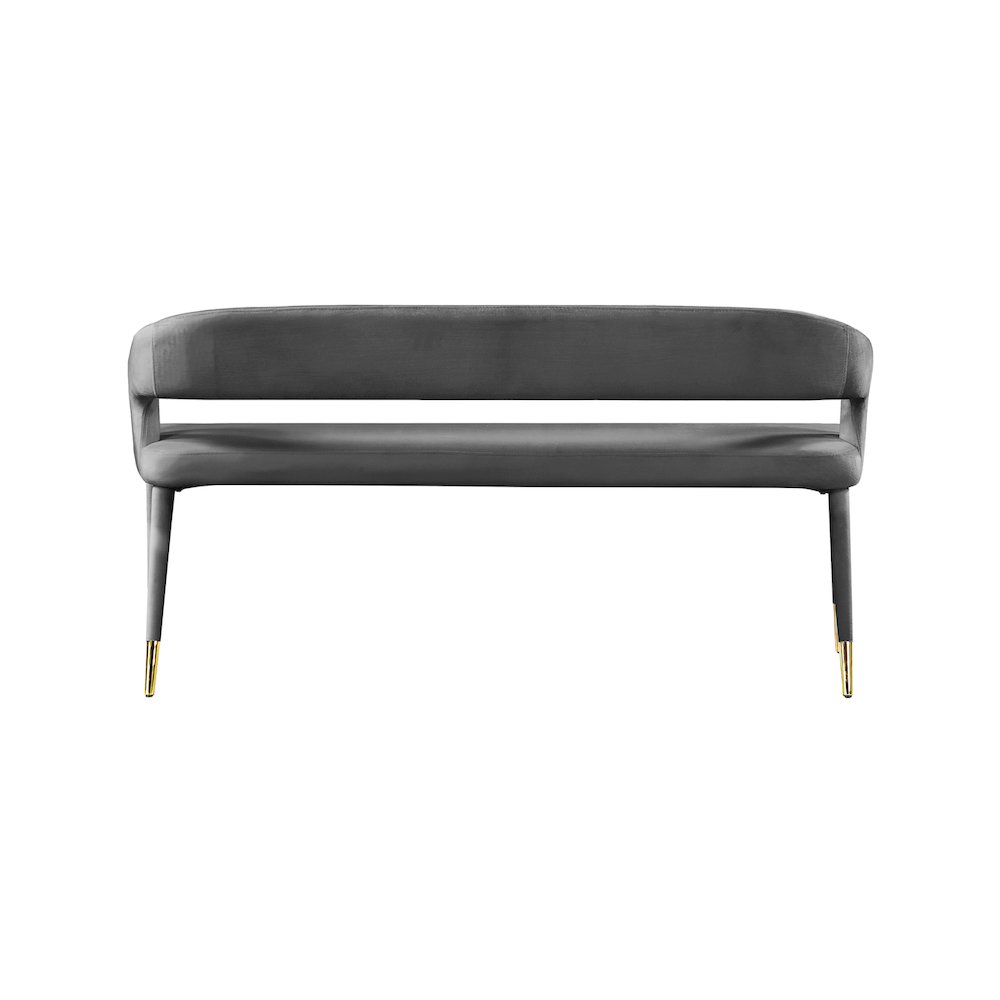 Destiny Grey Velvet Bench. Picture 2