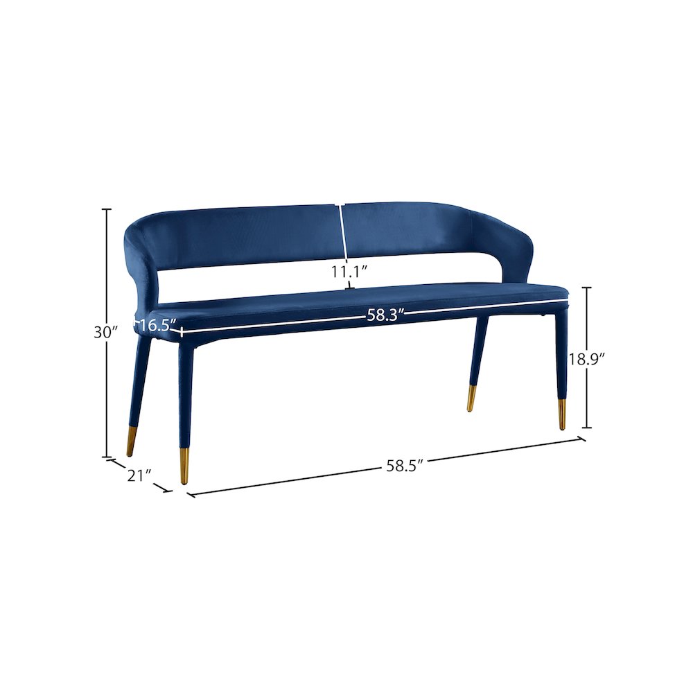 Destiny Navy Velvet Bench. Picture 6