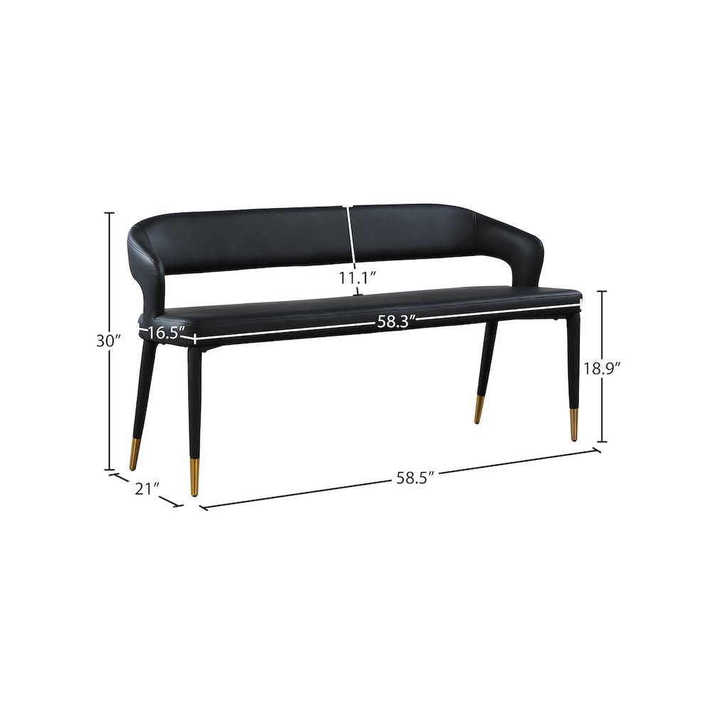 Destiny Black Vegan Leather Bench. Picture 6