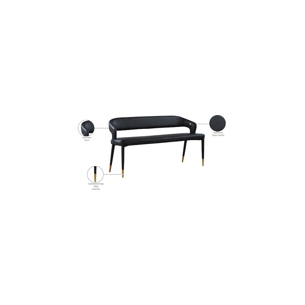 Destiny Black Vegan Leather Bench. Picture 7