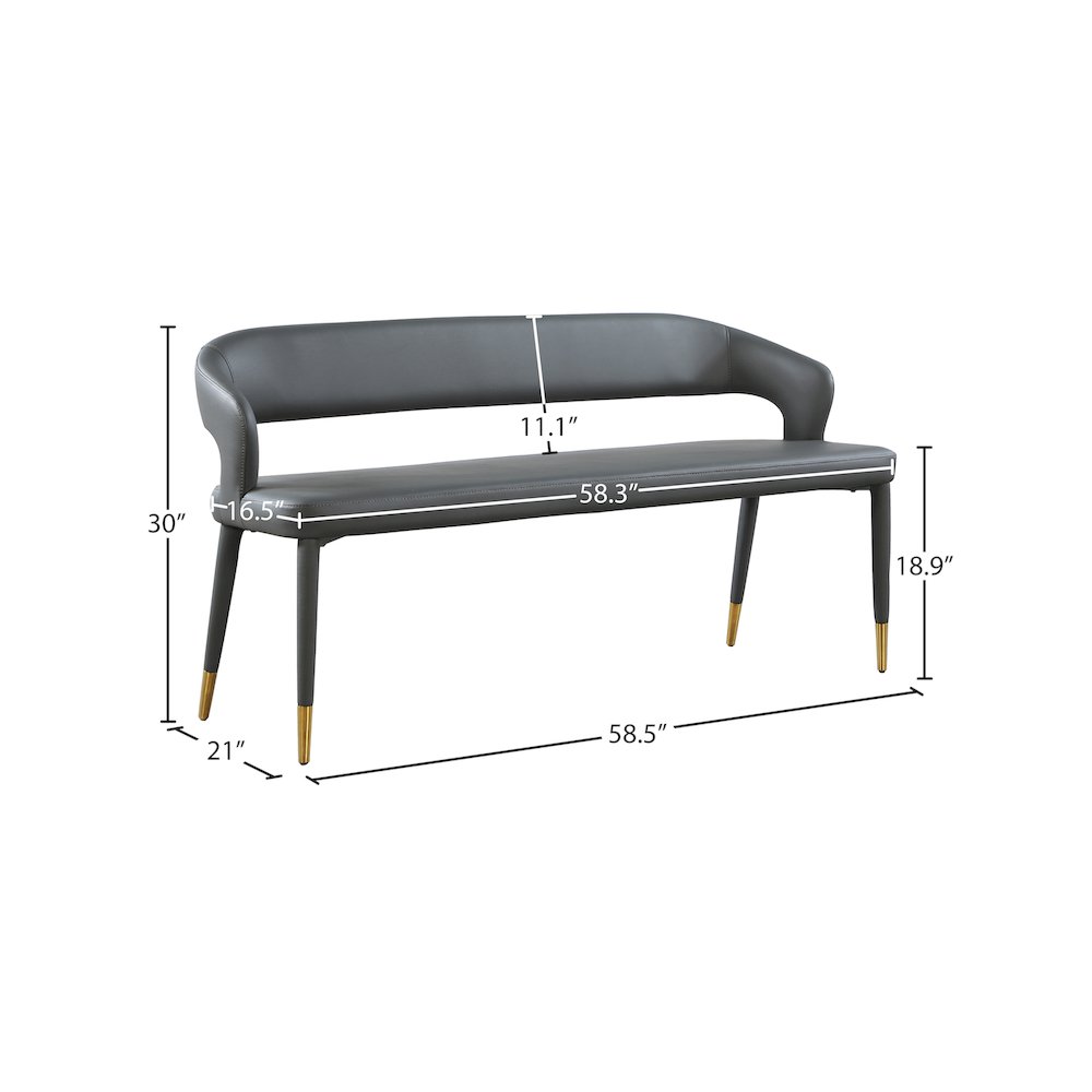 Destiny Grey Vegan Leather Bench. Picture 6