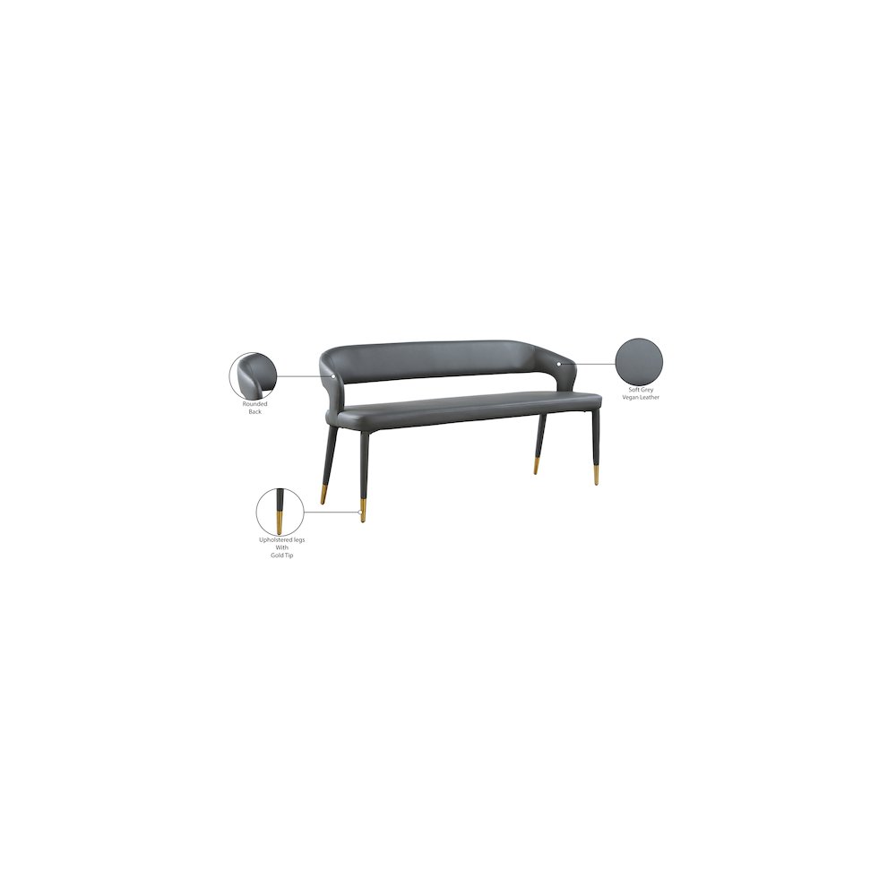 Destiny Grey Vegan Leather Bench. Picture 7