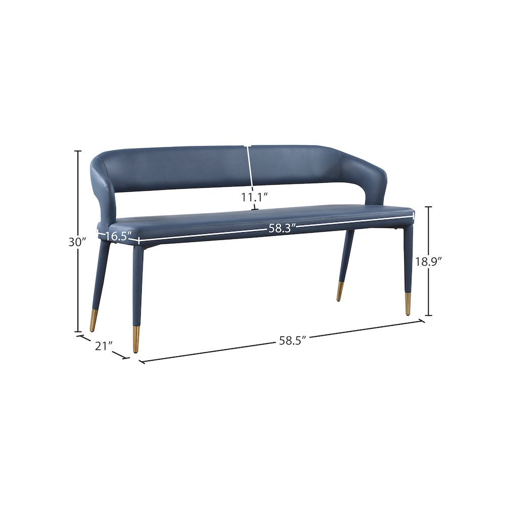 Destiny Navy Vegan Leather Bench. Picture 6