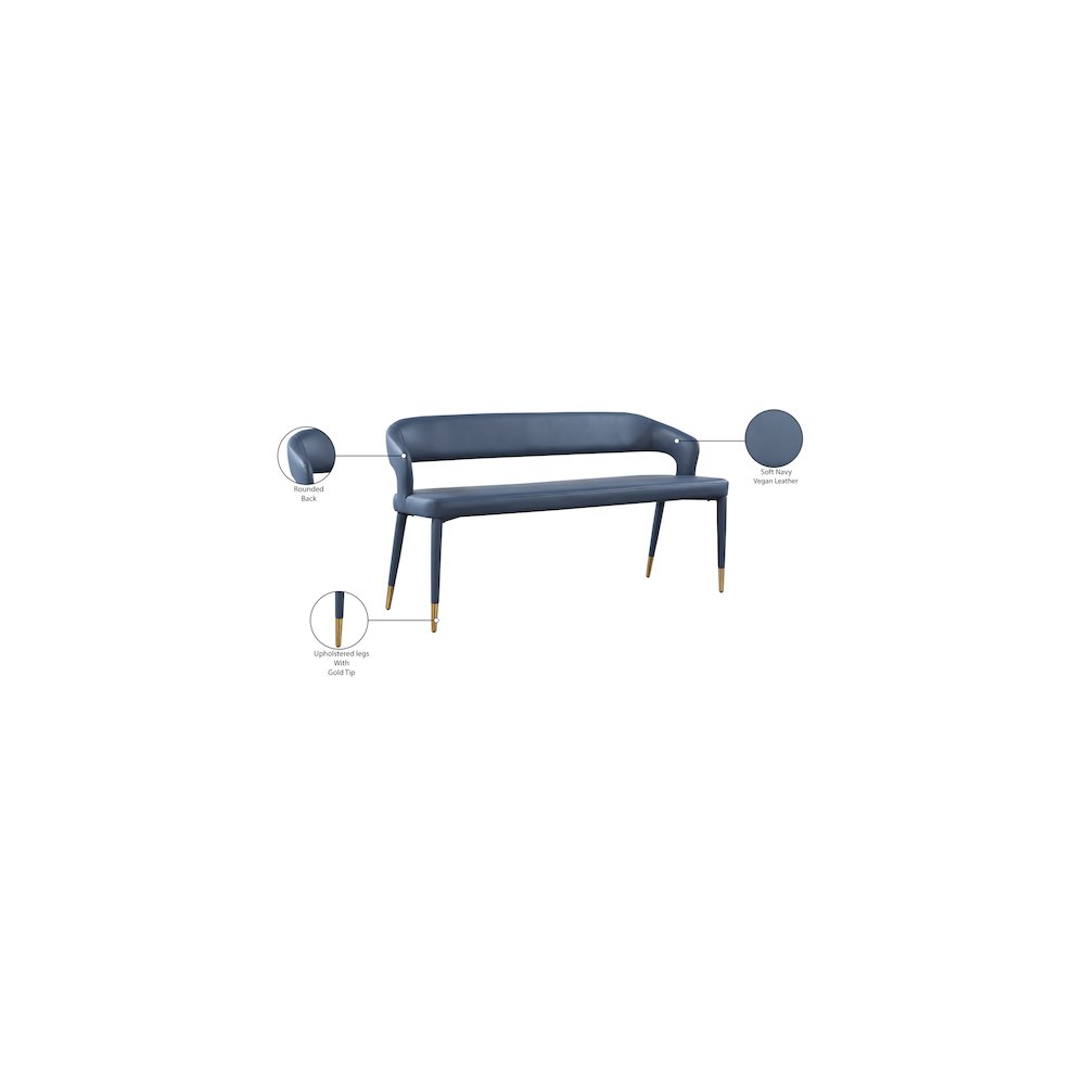 Destiny Navy Vegan Leather Bench. Picture 7
