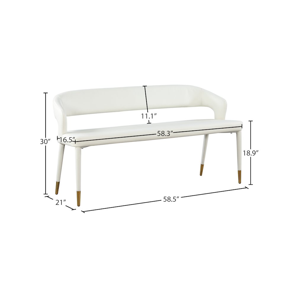 Destiny White Vegan Leather Bench. Picture 6