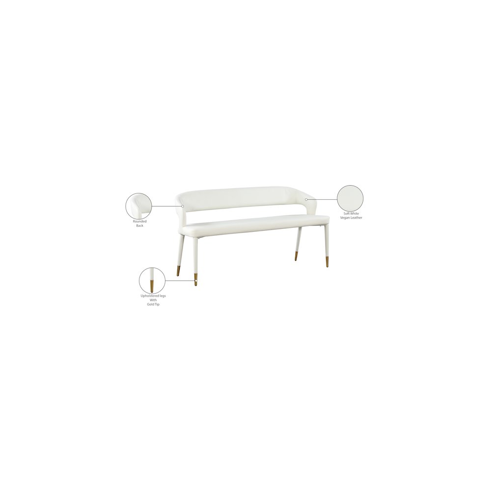 Destiny White Vegan Leather Bench. Picture 7