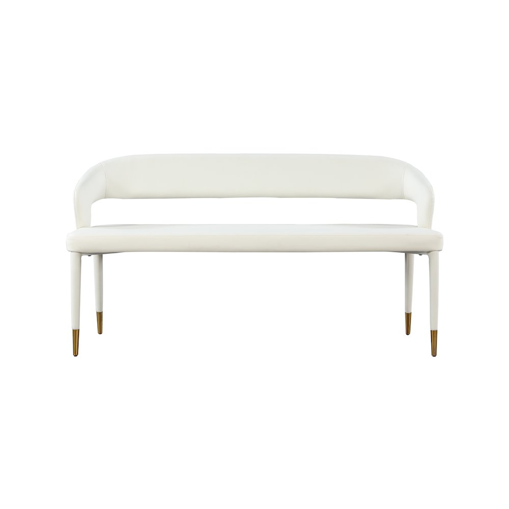 Destiny White Vegan Leather Bench. Picture 3