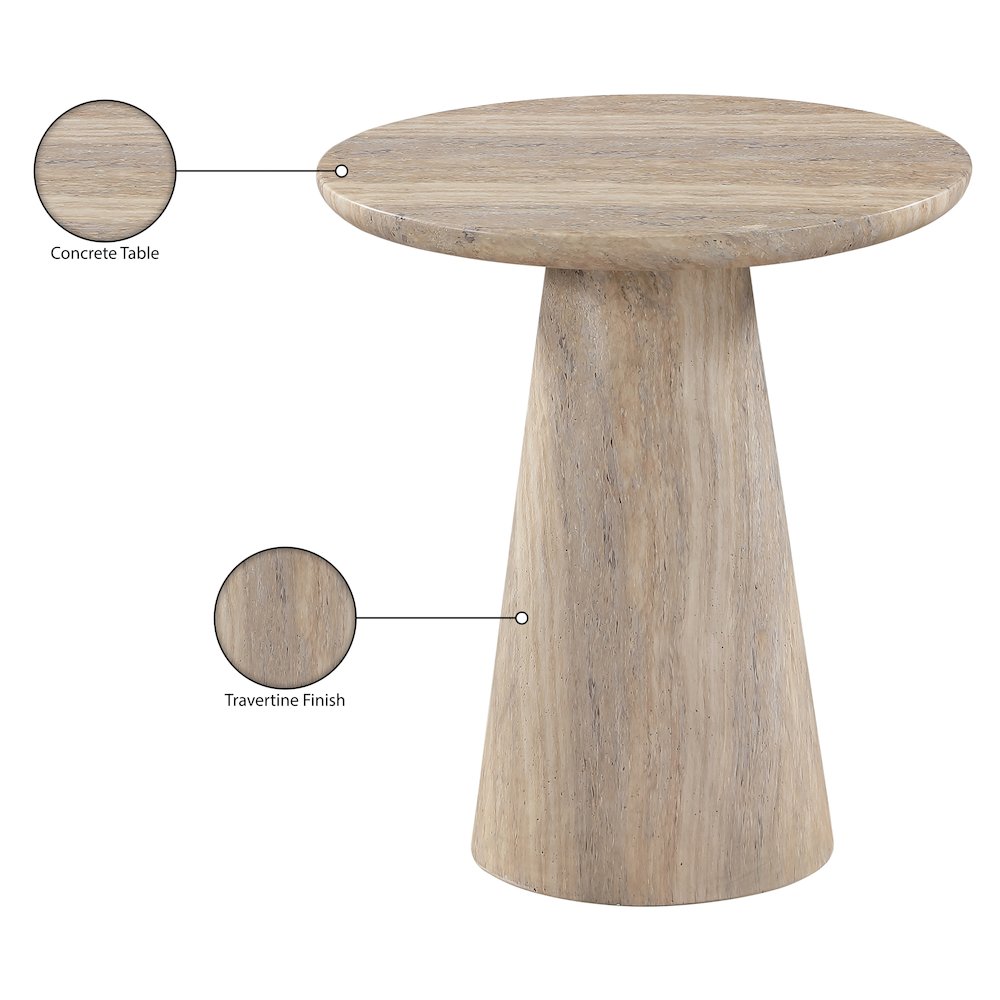 Cassino Travertine Concrete Indoor/Outdoor End Table. Picture 6