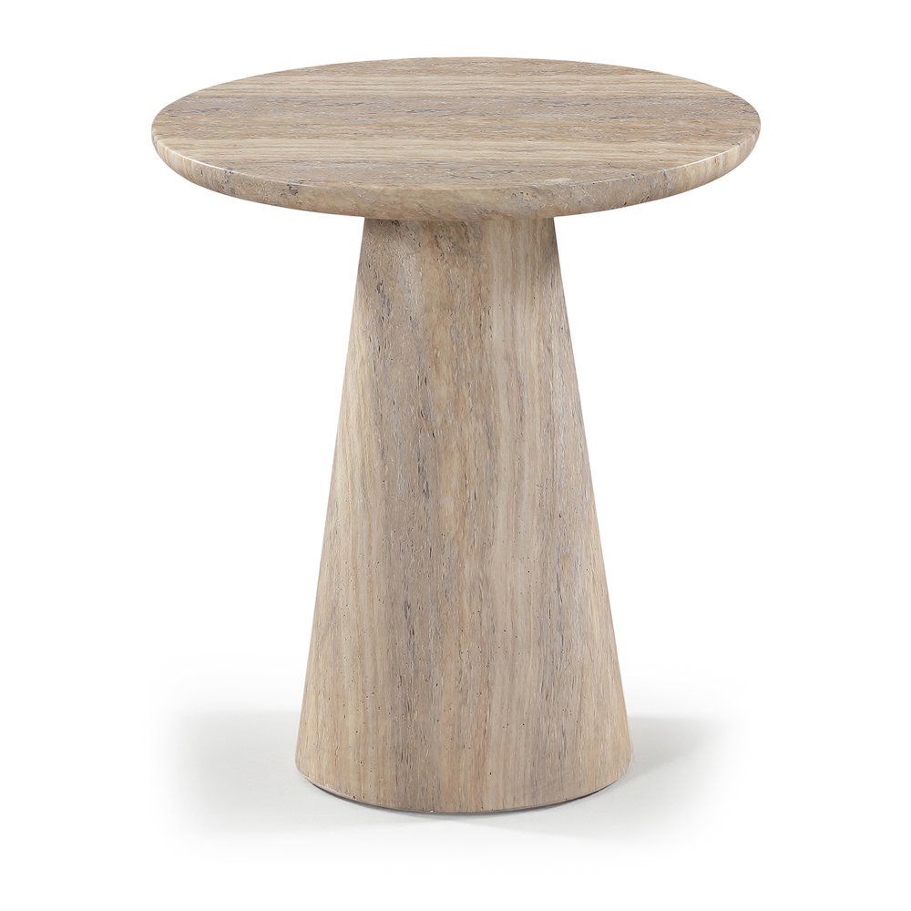 Cassino Travertine Concrete Indoor/Outdoor End Table. Picture 1