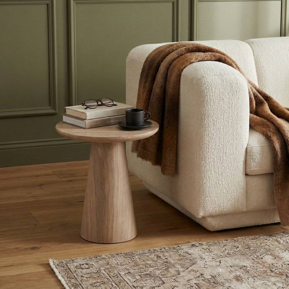 Cassino Travertine Concrete Indoor/Outdoor End Table. Picture 2